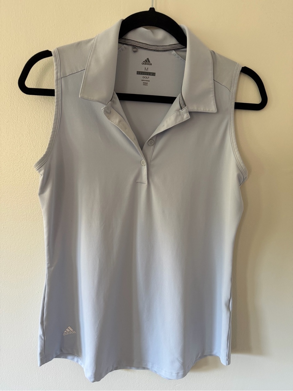 Adidas Golf Sleeveless Polo Shirt Women’s Medium Light Gray Athletic Top
